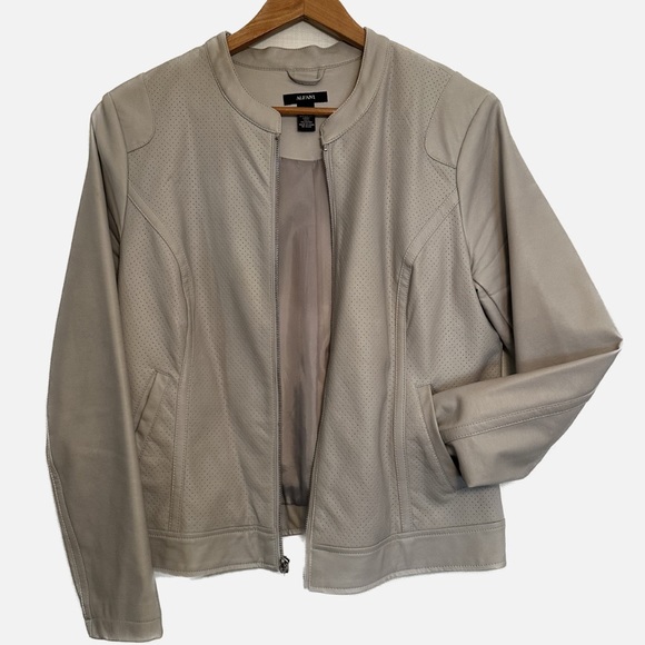 Alfani Vegan Leather Jaxket - Light Grey Size Medium - Picture 1 of 15